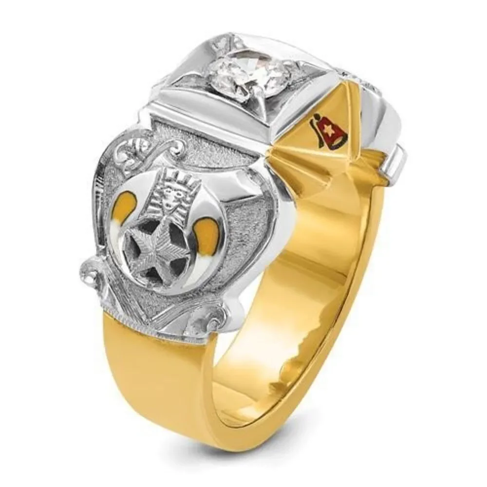 IBGoodman 14K Two-Tone Masonic Shriner’s Ring – 0.50ct Diamond, Size 10